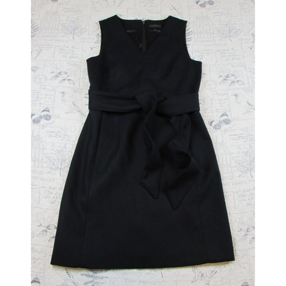 RARE EUC $168 J CREW V-neck sheath dress double-serge wool Black G8357 WOMENS  6 - Picture 6 of 8